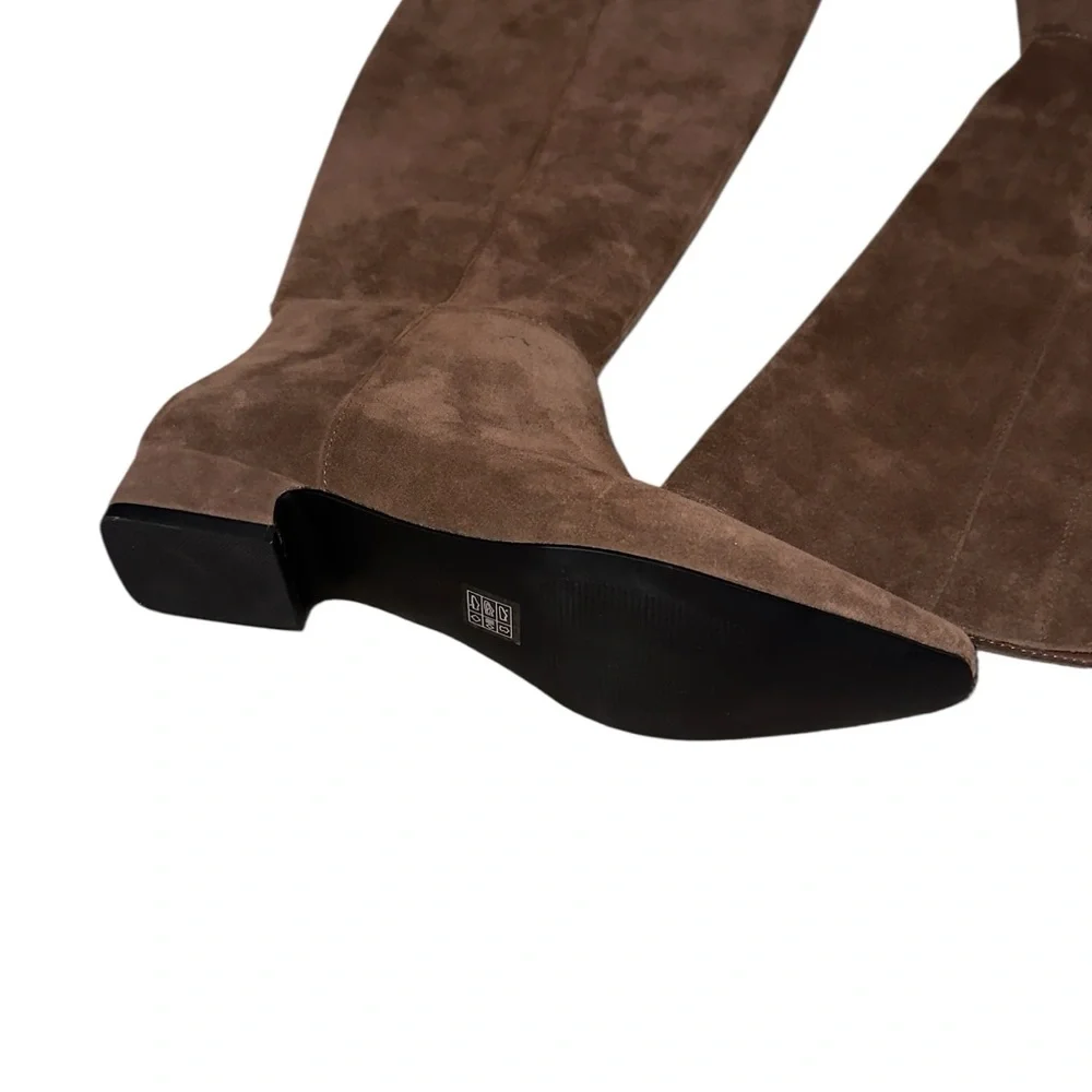 NWT Jason Wu Chocolate Brown Genuine Suede Knee-High Boots Zipper, Pointed Toe